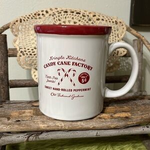 KRINGLE KITCHENS CANDY CANE FACTORY CHRISTMAS MUG